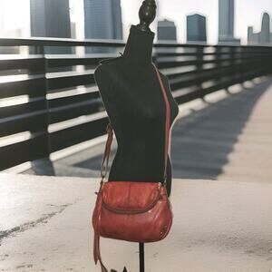 LUCKY BRAND Abbey Red Soft Leather Foldover Crossbody Bag 10x6.5